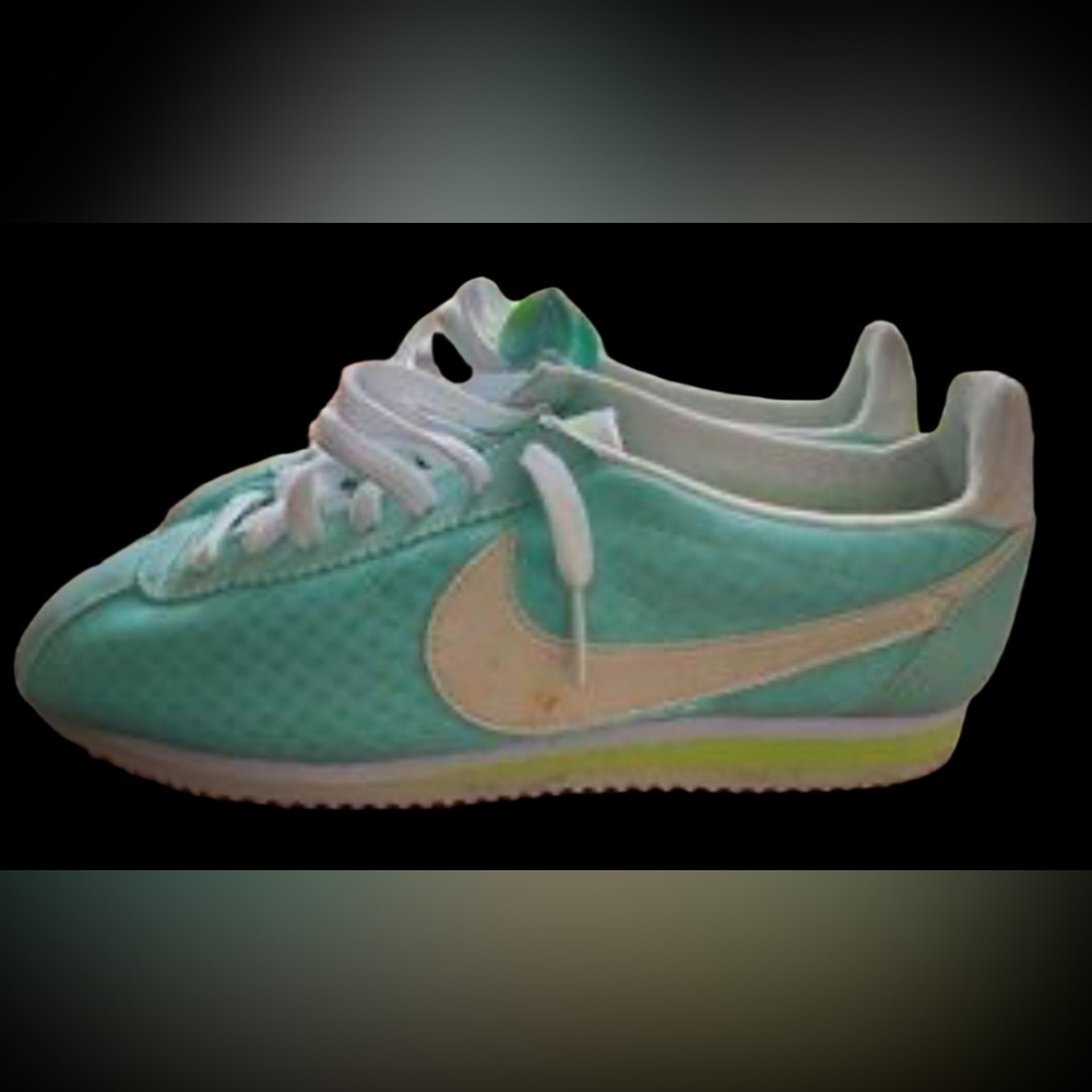 Nike Cortez SIZE 9* mesh* Good condition* aqua blue neon green/yellow
